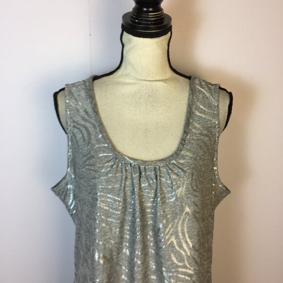 JM Collection Tank Top Blouse Sz 1X Womans Plus Gray Shimmery Sleeveless Stretch - Picture 4 of 11